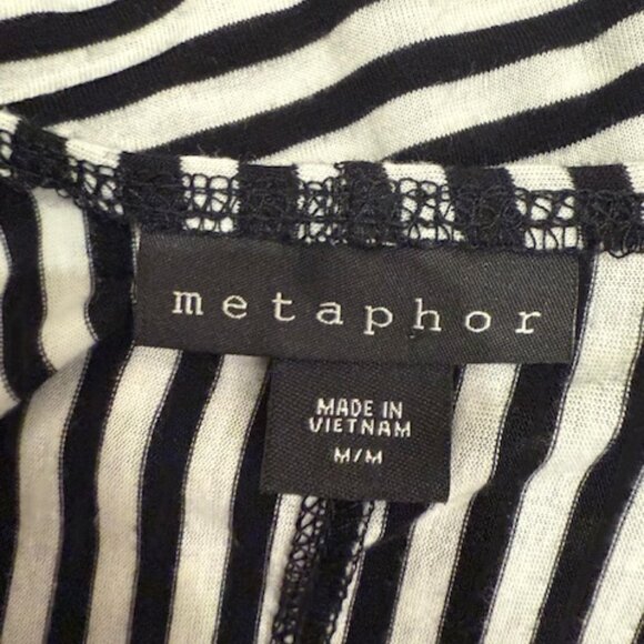 Methphor black and white stripe knit top with tie waist. - Picture 6 of 8